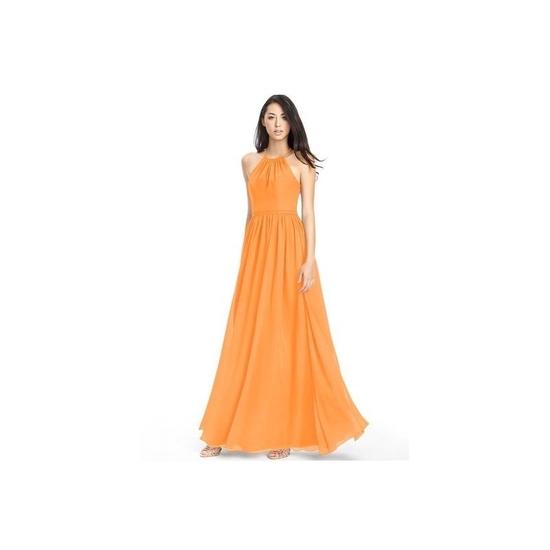 My Stuff, Tangerine Azazie Kailyn - Strap Detail Halter Floor Length Chiffon Dress - Charming Brides