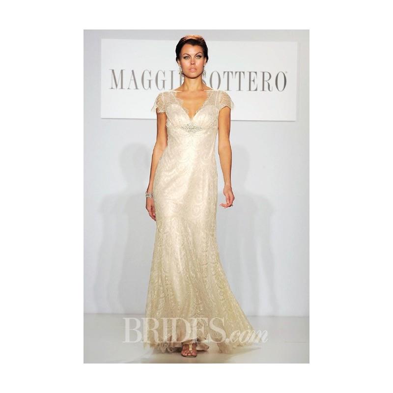 My Stuff, Maggie Sottero - Spring 2014 - Madrid Lace and Satin Sheath Wedding Dress with Short Sleev