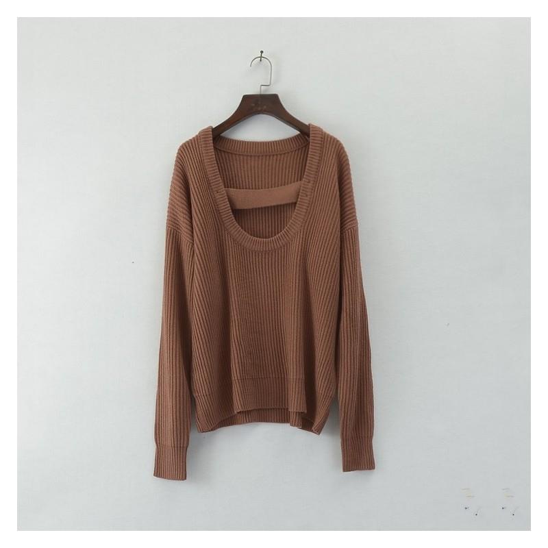 My Stuff, Must-have Oversized Vogue V-neck Jersey 9/10 Sleeves Sweater - Discount Fashion in beenono