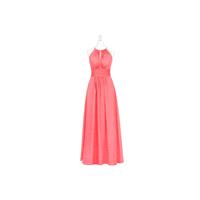 Watermelon Azazie Bonnie - Chiffon Back Zip Floor Length Halter Dress - Charming Bridesmaids Store