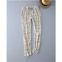 Countryside Casual Sweet Printed Banded Waist Cotton Comfortable Long Trouser - Discount Fashion in