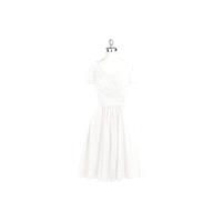 Ivory Azazie Hadley - Chiffon Back Zip Knee Length V Neck Dress - Charming Bridesmaids Store