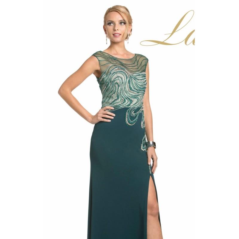 My Stuff, Green Beaded Slit Gown by Lara Designs - Color Your Classy Wardrobe