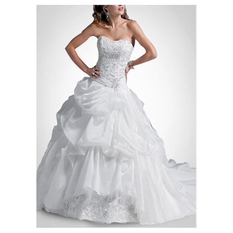 My Stuff, Elegant Organza Satin Strapless Neckline Pick-up Skirt Wedding Dress - overpinks.com