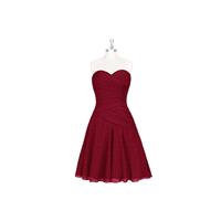 Burgundy Azazie Sofia - Back Zip Sweetheart Knee Length Chiffon Dress - Charming Bridesmaids Store