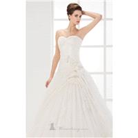 Cream Embellished Pleated Strapless Sweetheart Gown by Pure White by Saboroma - Color Your Classy Wa