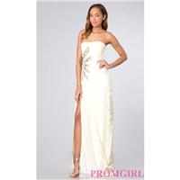 Floor Length Strapless Dress with Side Slit - Brand Prom Dresses|Beaded Evening Dresses|Unique Dress