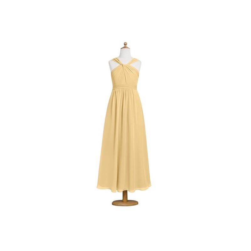 My Stuff, Gold Azazie Dora JBD - V Neck Ankle Length Back Zip Chiffon Dress - Charming Bridesmaids S