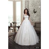 Romantic Handmade Wedding Dress with Long Illusion Sleeves, Illusion Neckline, Long Tulle Train, Dec