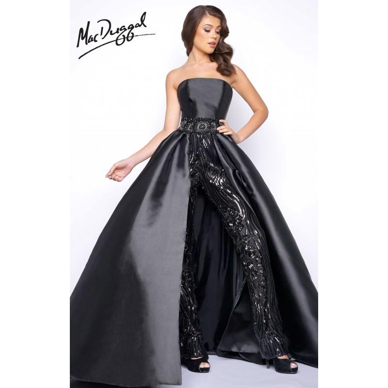 wedding, Black Mac Duggal 11039M - Romper Long Sequin Dress - Customize Your Prom Dress