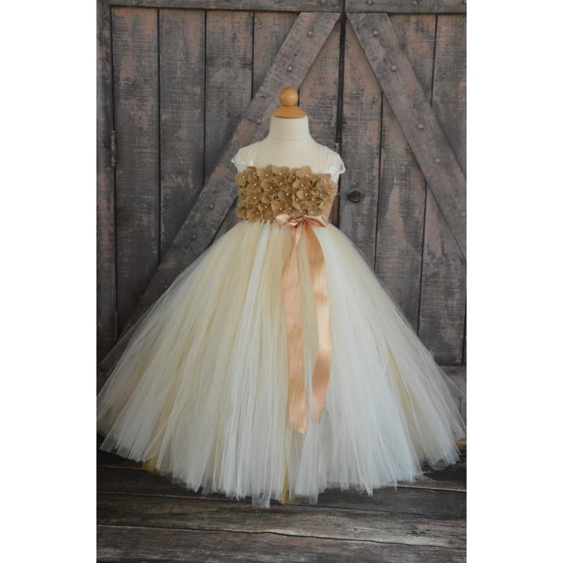 My Stuff, Rustic Wedding Burlap Hydrangea FLower girl tutu dress - Hand-made Beautiful Dresses|Uniqu