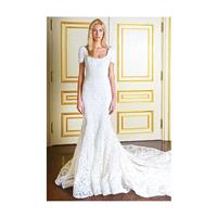 Marchesa - Fall 2015 - Short Sleeve Textured Mermaid Square Neckline Wedding Dress - Stunning Cheap