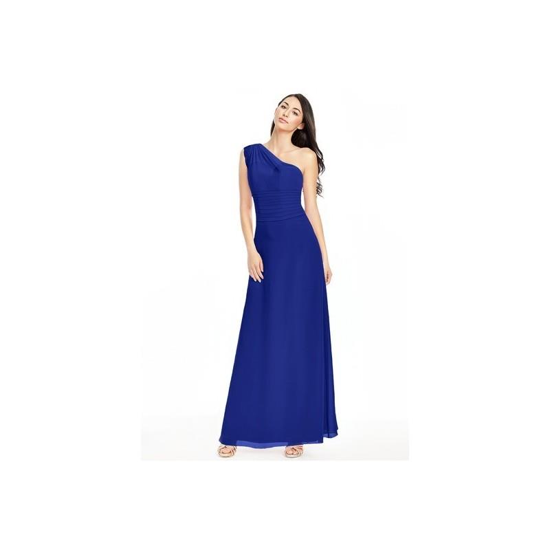 My Stuff, Royal_blue Azazie Kallie - One Shoulder Strap Detail Floor Length Chiffon And Lace Dress -