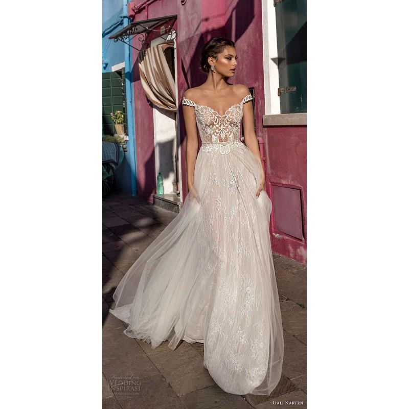 wedding, Gali Karten 2018 Embroidery Sweet Lace Illusion Aline Cap Sleeves Sweep Train Ivory Bridal