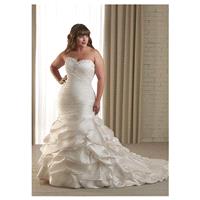 Charming Satin Sweetheart Neckline Natural Waistline Mermaid Plus Size Wedding Dress - overpinks.com