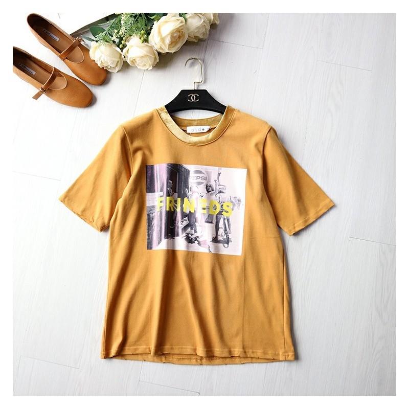 My Stuff, Must-have Casual Appliques Scoop Neck Short Sleeves T-shirt Top - Discount Fashion in been