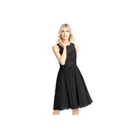 Black Azazie Victoria - Chiffon And Lace Scoop Illusion Knee Length Dress - Simple Bridesmaid Dresse