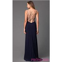 V-Neck Floor Length Dress with Sheer Back - Brand Prom Dresses|Beaded Evening Dresses|Unique Dresses