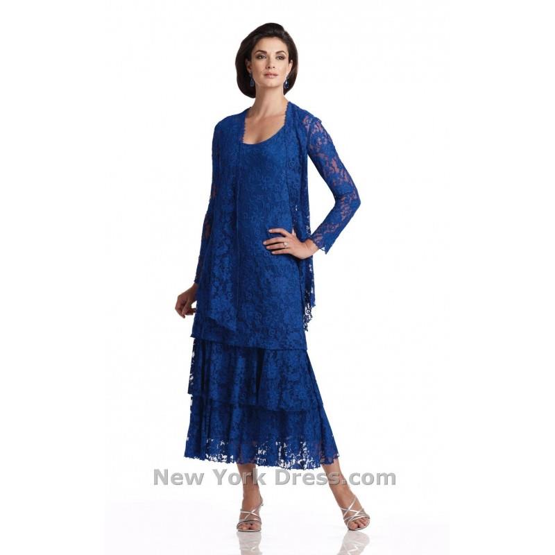My Stuff, Ankle-Length Scoop Neck Outfit Blue Tiered Gown Sleeveless Zipper Up Lace Beading Mother O