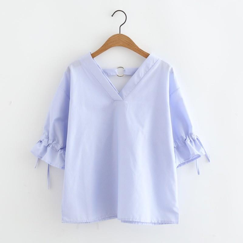My Stuff, Must-have Oversized Student Style Blue Summer Blouse - Lafannie Fashion Shop