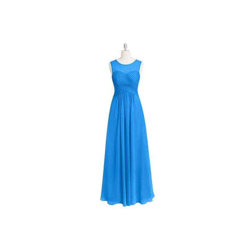 My Stuff, Ocean_blue Azazie Gigi - Scoop Floor Length Illusion Chiffon Dress - Charming Bridesmaids