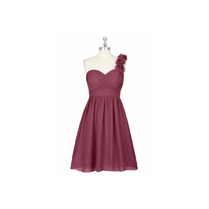 My Stuff, Mulberry Azazie Alyssa - Chiffon Knee Length Sweetheart Strap Detail Dress - Charming Brid