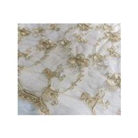 Gold Embroidery Lace Fabric, 47 inches Wide for Wedding Dress, Veil, Costume, Craft Making, 1/2 Yard