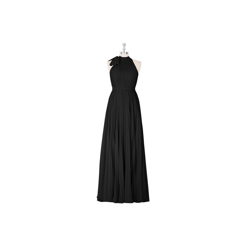 My Stuff, Black Azazie Cailyn - Floor Length Halter Back Zip Chiffon Dress - Simple Bridesmaid Dress