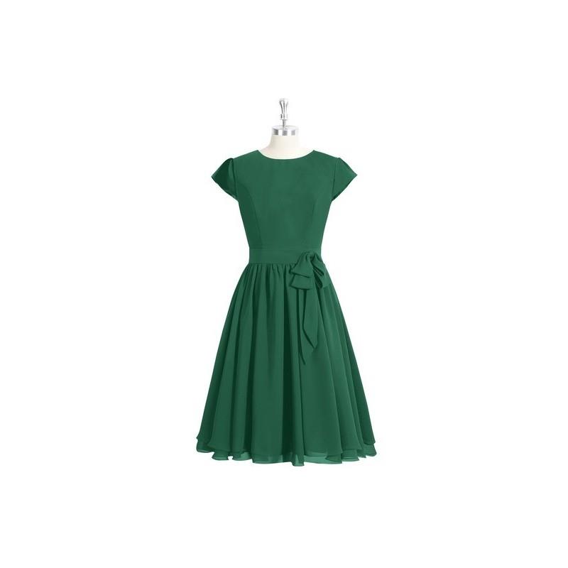 My Stuff, Dark_green Azazie Ingrid - Chiffon Knee Length Back Zip Scoop Dress - Charming Bridesmaids