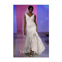 Robert Bullock Bride - Spring 2013 - Iris Sleeveless V-Neck Crepe Sheath Wedding Dress with Sheer Ne
