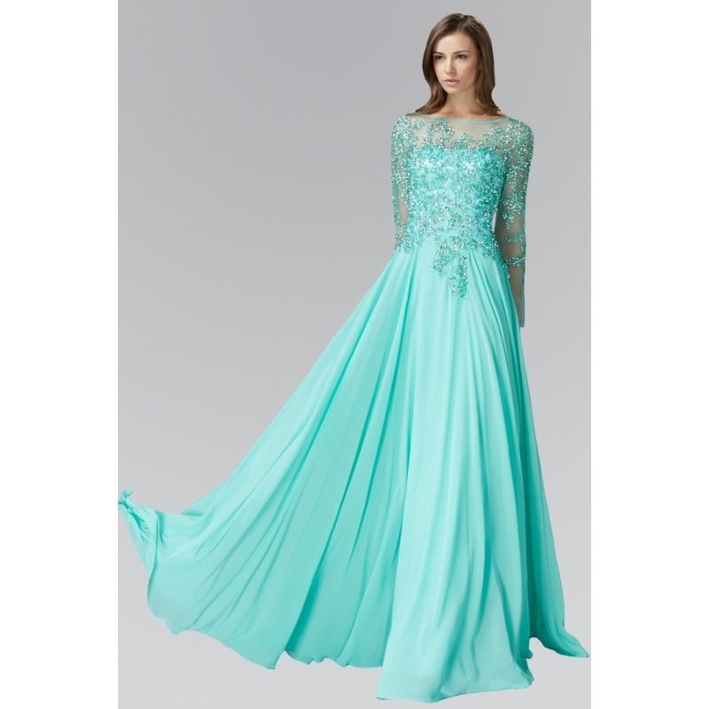 My Stuff, Elizabeth K - Sequined Bateau Neck A-Line Chiffon Gown GL2096 - Designer Party Dress & For