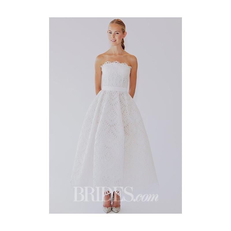 My Stuff, Oscar de la Renta - Fall 2015 - Strapless Tea Length A-line Scallop Wedding Dress - Stunni