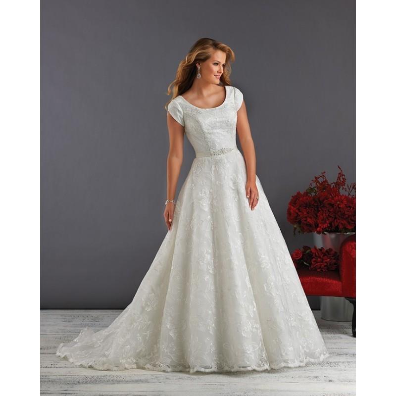 My Stuff, Bonny Love 6420 Modest Floral Tulle A-Line Wedding Dress - Crazy Sale Bridal Dresses|Speci