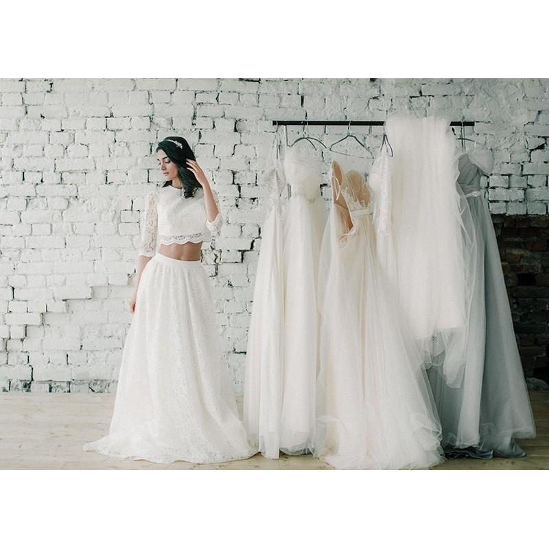 My Stuff, Wedding dress Verna//Crop top//Long sleeves wedding dress//Lace//bohemian wedding dress -