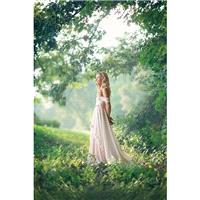 Amelia Wedding Dress, Bohemian Wedding Dress, Champagne Wedding Dress, 3D Rosettes Wedding Dress, Of