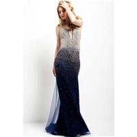 Jovani - 42700 Embellished Deep V-neck Trumpet Dress - Designer Party Dress & Formal Gown