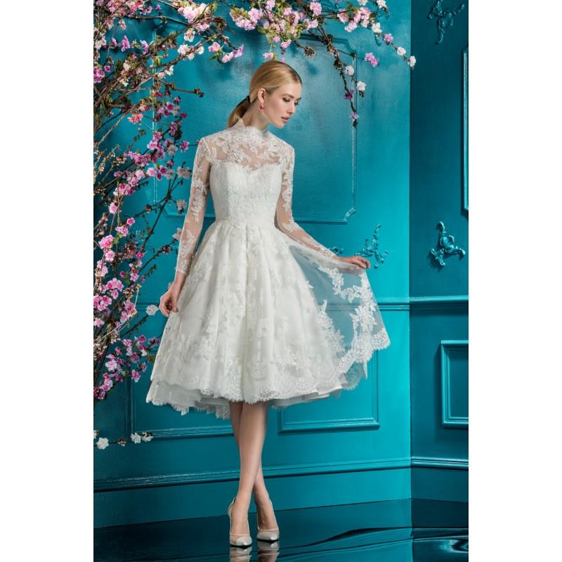 My Stuff, Ellis Bridal 2018 Lace Short Dress | Style 11763 High Neck Vintage Lace Appliques Knee-Len
