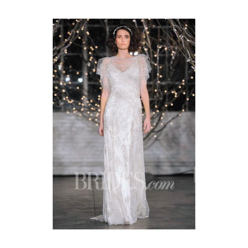 My Stuff, Jenny Packham - Fall 2014 - Rita Beaded Organza Sheath Wedding Dress with a High Illusion