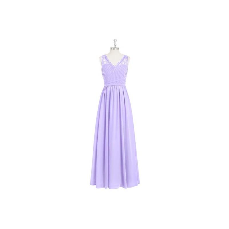 My Stuff, Lilac Azazie Beverly - Chiffon And Lace Side Zip V Neck Floor Length Dress - Simple Brides