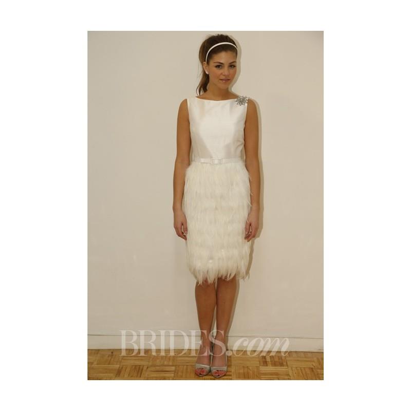 My Stuff, Aria - Spring 2014 - Style 290KC Veronica Knee-Length Silk Sheath Wedding Dress with a Fea