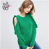 School Style Sweet Hollow Out Agaric Fold One Color Fall Sweater - Bonny YZOZO Boutique Store
