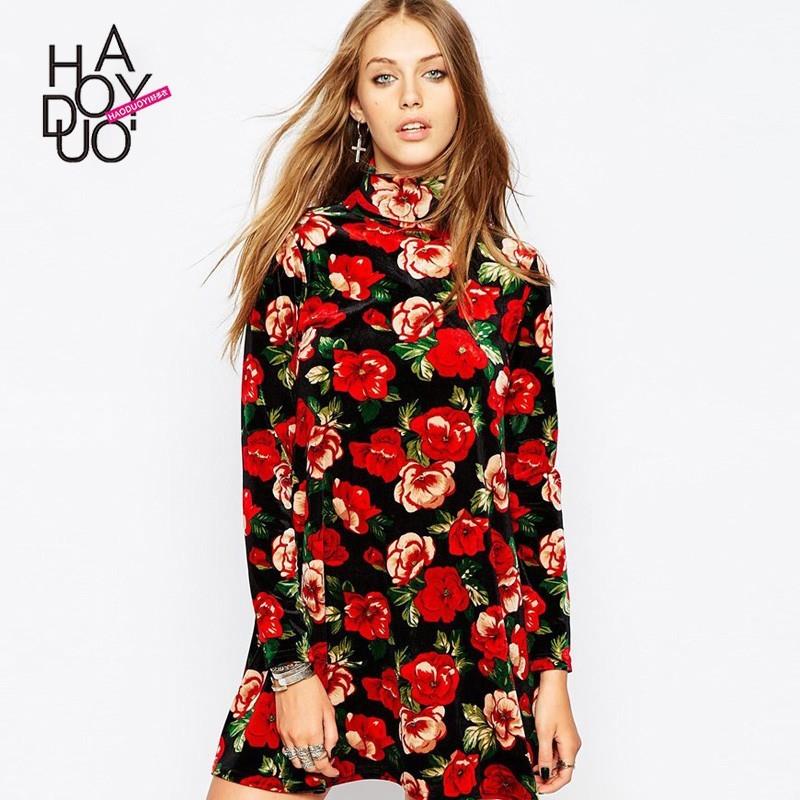 My Stuff, Countryside Oversized Vintage Printed High Neck Floral Fall Dress - Bonny YZOZO Boutique S