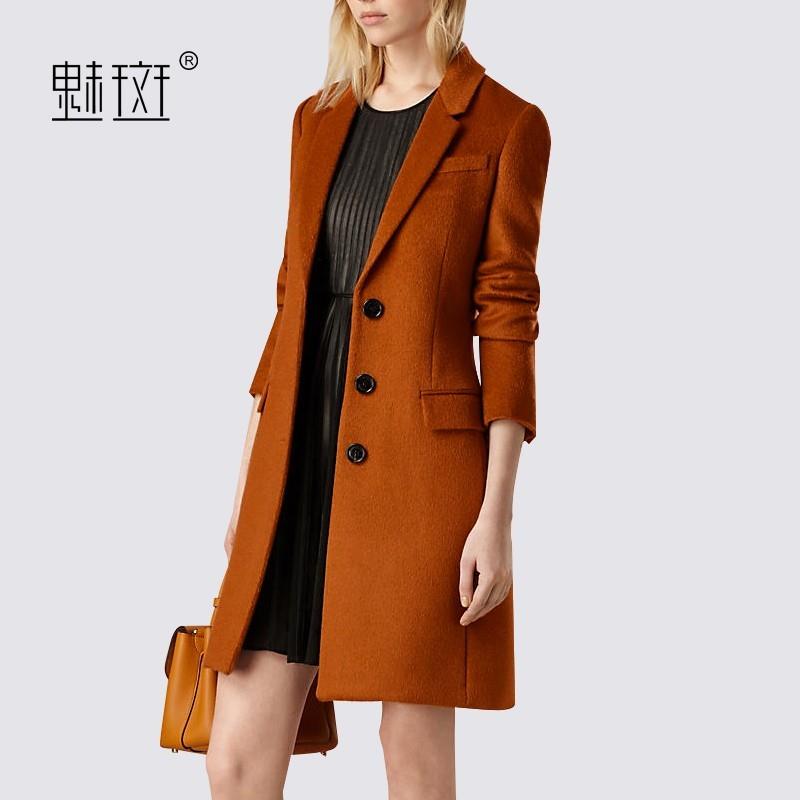 My Stuff, 2017 retro simple woolen cloth coat winter new style women's wool coat long bi-fold wallet