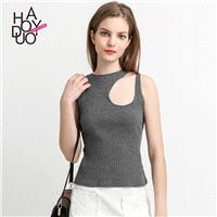 Vogue Sexy Simple Hollow Out Slimming One Color Spring Sleeveless Top - Bonny YZOZO Boutique Store