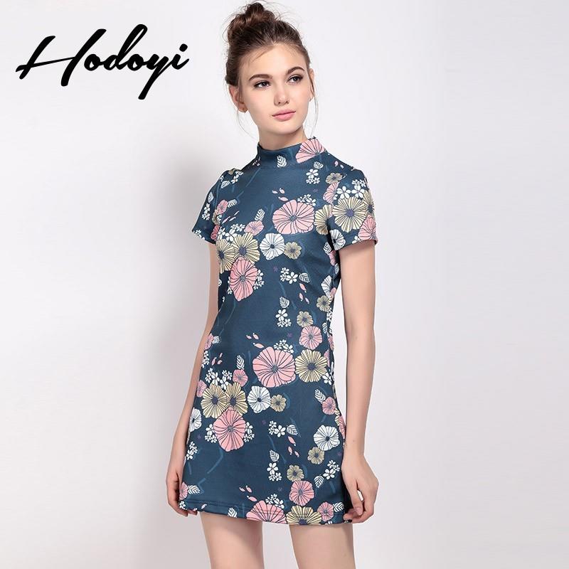 My Stuff, Flower printed a word dress elegant fashion in summer 2017 new slim dress Yu - Bonny YZOZO