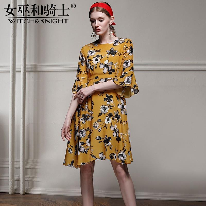 My Stuff, Vogue Asymmetrical Attractive Frilled Sleeves Curvy Mulberry Silk Spring Silk Dress - Bonn