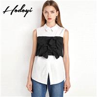 Fall 2017 new ladies stylish contrast color stitching slim sleeveless t-shirt woman - Bonny YZOZO Bo