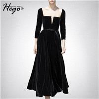 Vintage Attractive Slimming V-neck High Waisted It Girl Velvet Dress - Bonny YZOZO Boutique Store