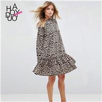 Oversized Vogue Printed Leopard Fall Casual 9/10 Sleeves Dress - Bonny YZOZO Boutique Store