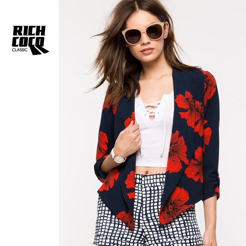 My Stuff, Must-have Printed Slimming 3/4 Sleeves Casual Top Suit Coat - Bonny YZOZO Boutique Store